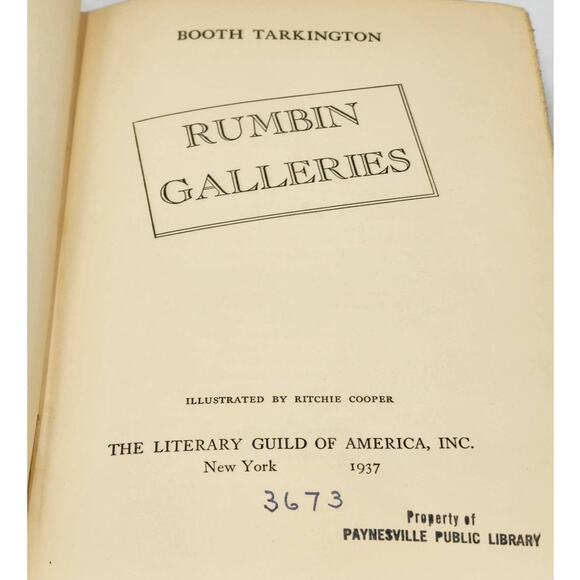 Rumbin Galleries By Booth Tarkington Vintage Romantic Novel Book 1937 - Picture 2 of 16